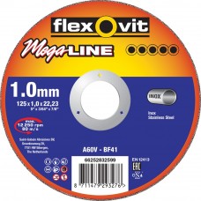 FLEXOVIT DOORSLIJPSCHIJF INOX/STAAL 125 X 1.0 X 22.23 MM MEGA LINE